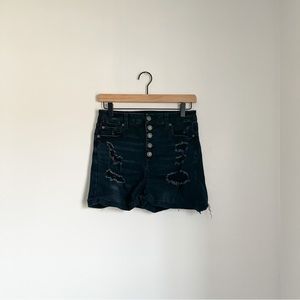 American Eagle Curvy Super High Waisted Denim Short Shorts - Black - Size 8